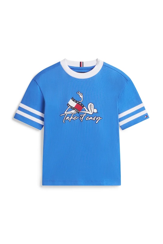 Tommy Hilfiger T-shirt dziecięcy bawełniany KB0KB10279.98.116.PPY2 niebieski SS26