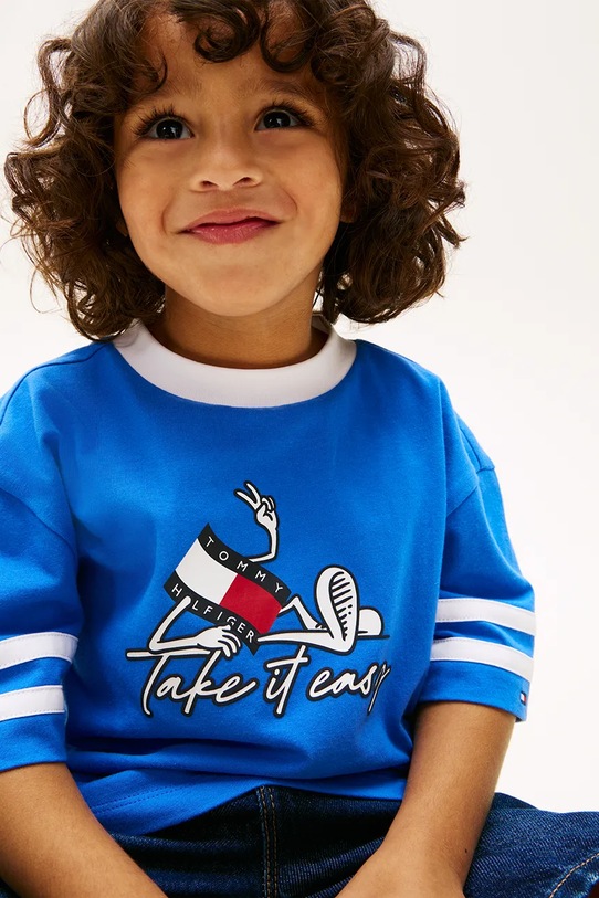 Tommy Hilfiger T-shirt dziecięcy bawełniany KB0KB10279.98.116.PPY2 niebieski