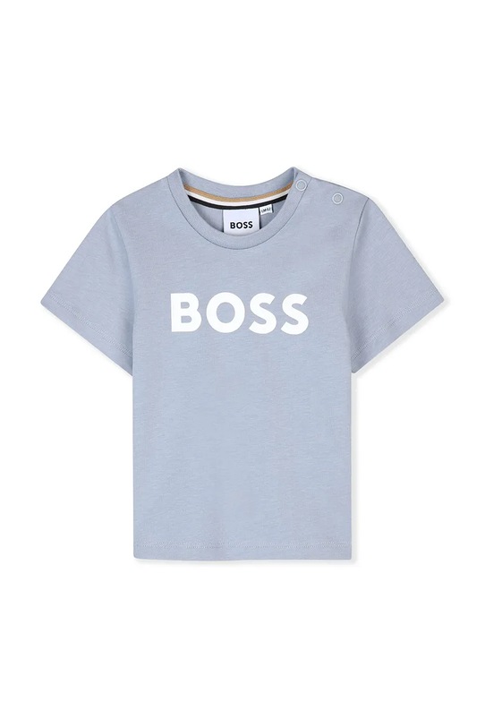 Pamučna majica kratkih rukava za bebe BOSS print plava J52712.86.94