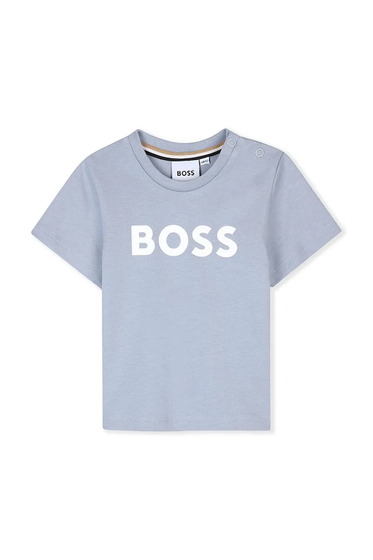 Pamučna majica kratkih rukava za bebe BOSS print plava J52712.86.94