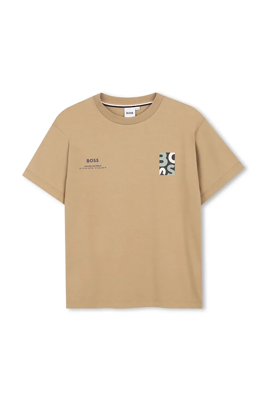 Dječja pamučna majica kratkih rukava BOSS J52974.162.174 zelena SS26