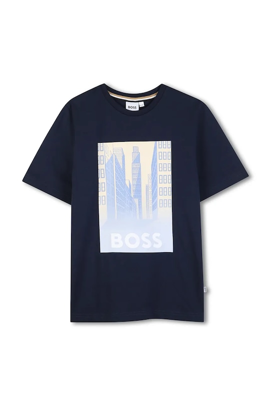BOSS t-shirt bawełniany dziecięcy nadruk granatowy J52977.162.174