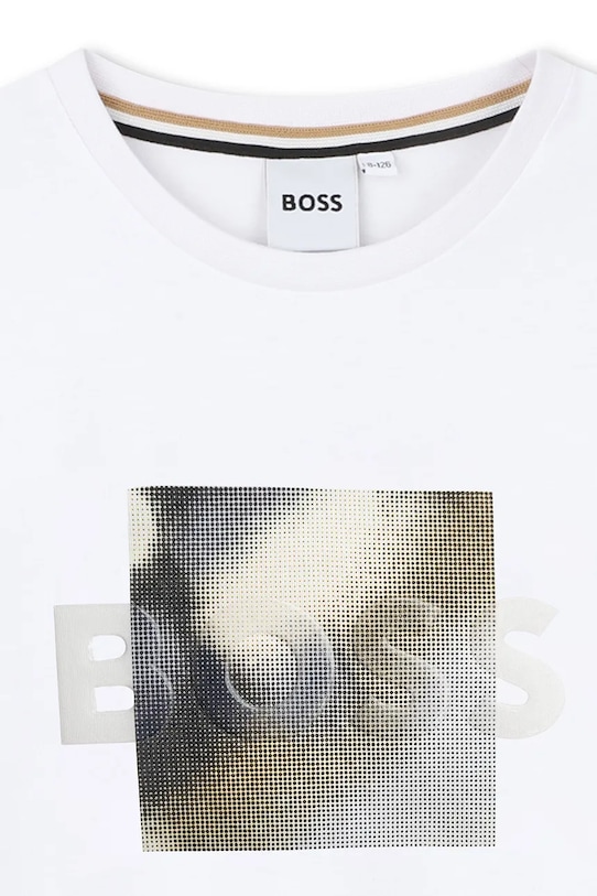 Chlapec Detské bavlnené tričko BOSS J52980.162.174 biela