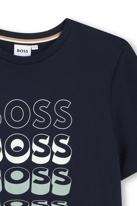 Αγορίστικα Παιδικό βαμβακερό μπλουζάκι BOSS J52982.114.150 σκούρο μπλε