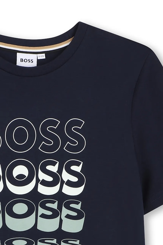 Αγορίστικα Παιδικό βαμβακερό μπλουζάκι BOSS J52982.114.150 σκούρο μπλε