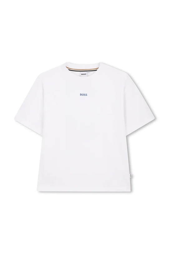Otroška bombažna kratka majica BOSS Okrogel bela J52987.102.108