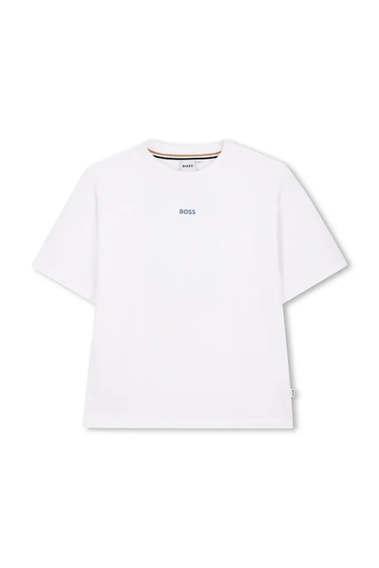 Otroška bombažna kratka majica BOSS Okrogel bela J52987.102.108