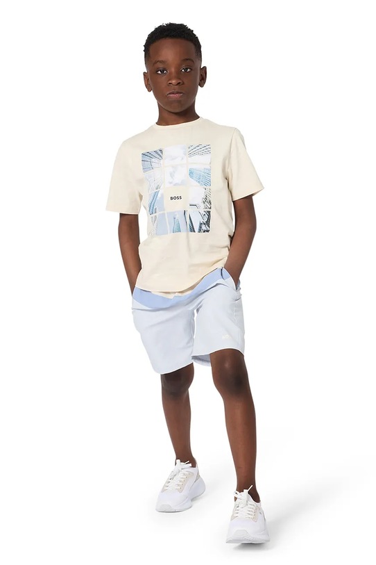 Detské bavlnené tričko BOSS bavlna béžová J52988.162.174