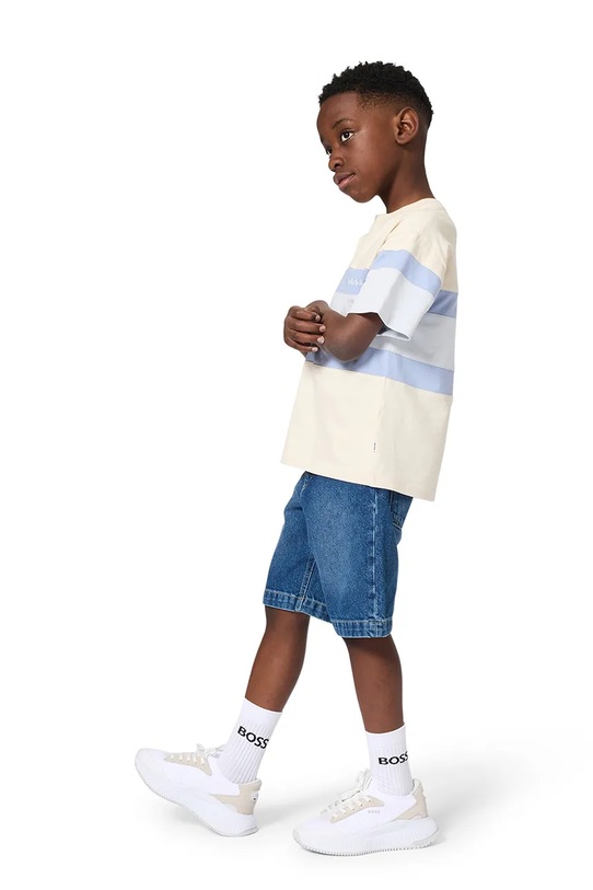 Detské bavlnené tričko BOSS J52988.162.174 béžová