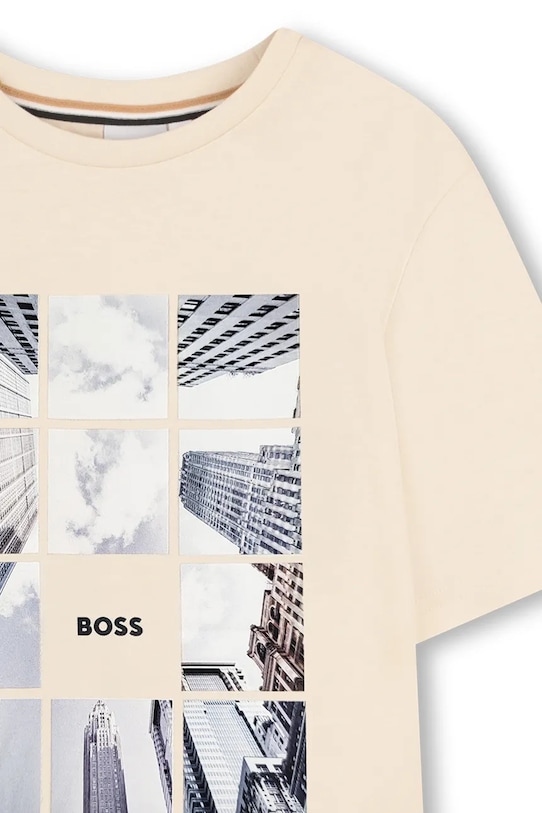 Detské bavlnené tričko BOSS béžová J52988.162.174