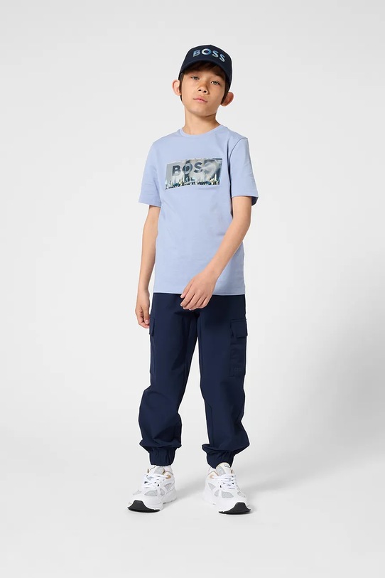 BOSS t-shirt bawełniany dziecięcy nadruk szary J52989.102.108