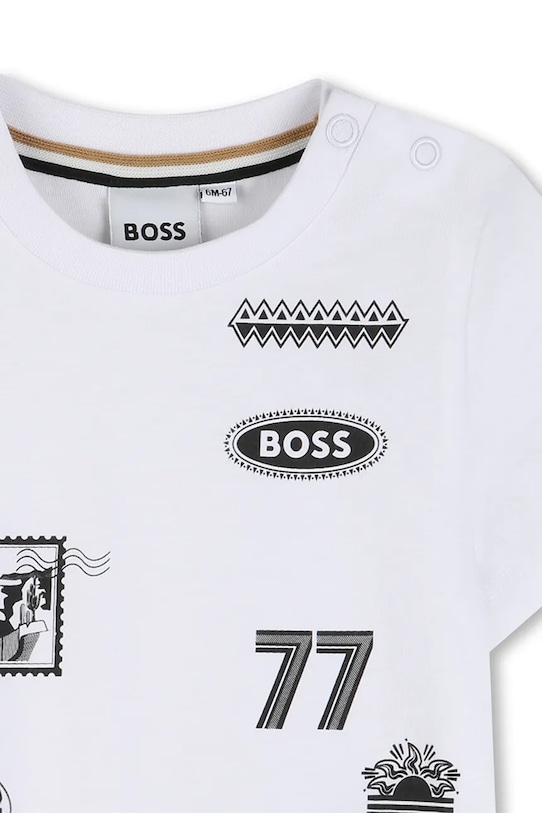 Chlapec Detské bavlnené tričko BOSS J52890.86.94 biela