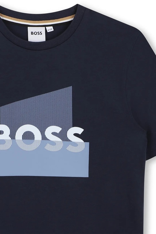 Αγορίστικα Παιδικό βαμβακερό μπλουζάκι BOSS J52978.102.108 σκούρο μπλε