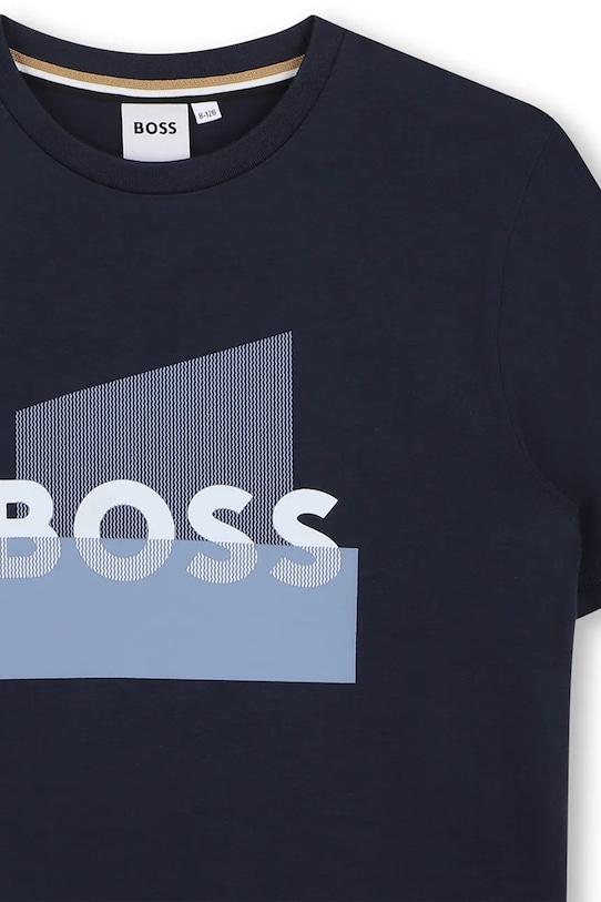 Αγορίστικα Παιδικό βαμβακερό μπλουζάκι BOSS J52978.114.150 σκούρο μπλε
