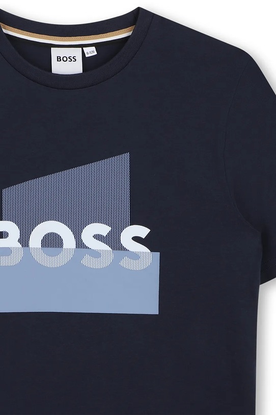 Chlapec Detské bavlnené tričko BOSS J52978.162.174 tmavomodrá