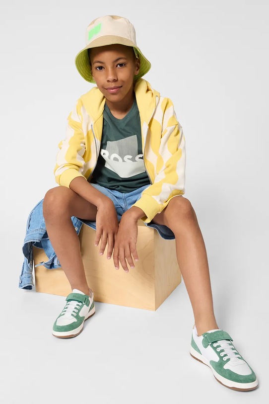 Detské bavlnené tričko BOSS zelená J52978.162.174