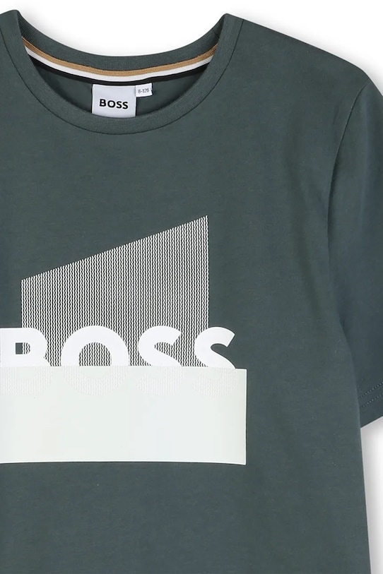 Chlapec Detské bavlnené tričko BOSS J52978.162.174 zelená