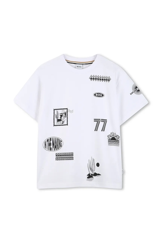 Detské bavlnené tričko BOSS bavlna biela J52984.162.174