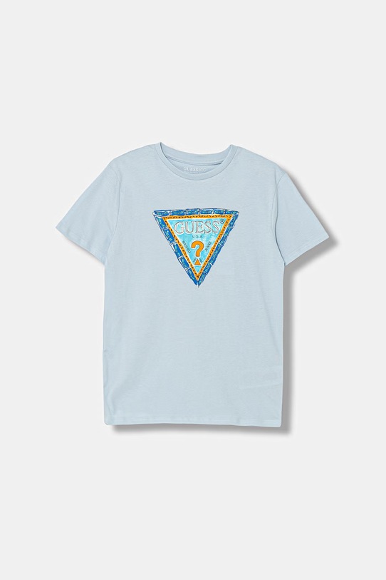 Guess t-shirt bawełniany dziecięcy nadruk niebieski L6GI00.K8HM4.PPY2.M