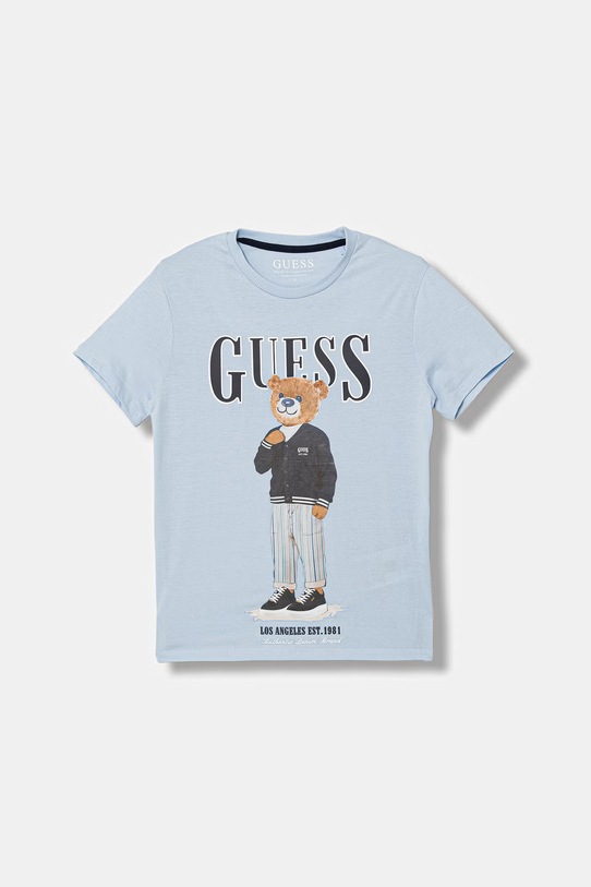 Guess t-shirt bawełniany dziecięcy nadruk niebieski L6GI09.K8HM4.PPY2.M