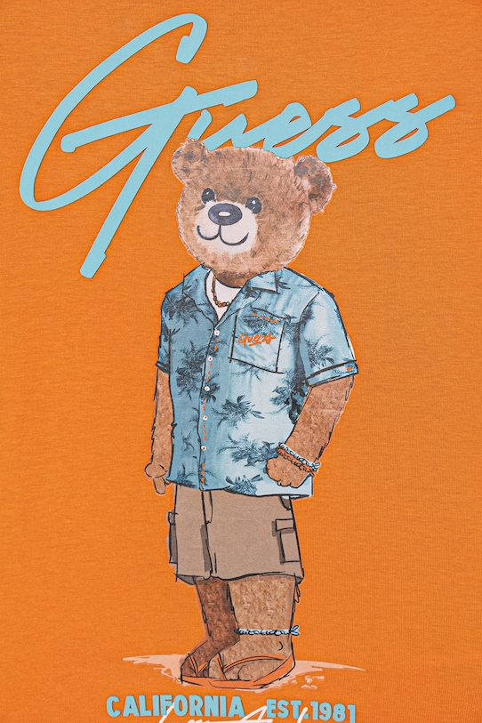 Chłopiec Guess t-shirt bawełniany dziecięcy L6GI09.K8HM4.PPY2.M pomarańczowy