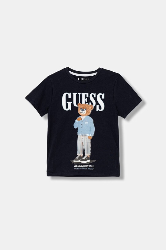 Guess t-shirt bawełniany dziecięcy nadruk granatowy L6GI09.K8HM4.PPY2.M