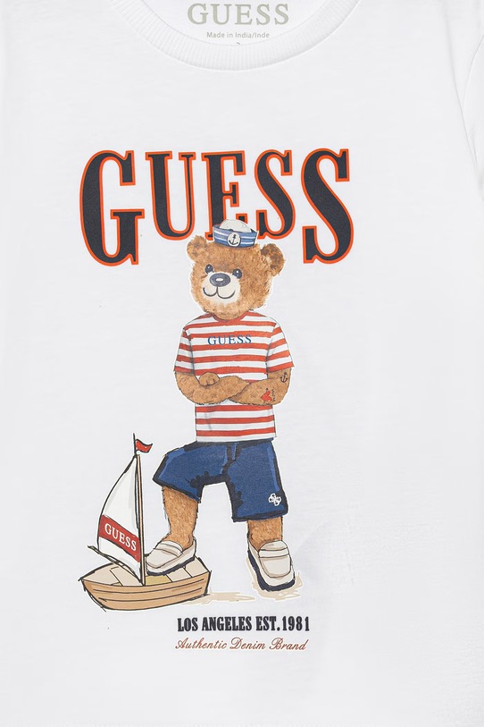 Dječaci Dječja pamučna majica kratkih rukava Guess N6GI04.K8HM4.PPY2.M bijela