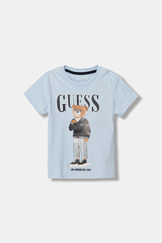 Guess t-shirt bawełniany dziecięcy nadruk niebieski N6GI04.K8HM4.PPY2.M