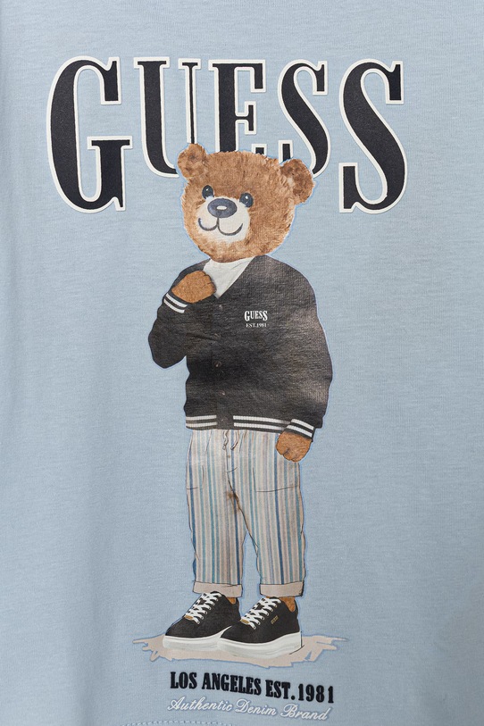 Chłopiec Guess t-shirt bawełniany dziecięcy N6GI04.K8HM4.PPY2.M niebieski