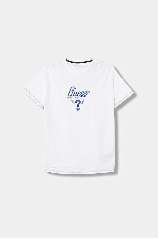 Guess t-shirt bawełniany dziecięcy aplikacja biały L6GI06.K8HM4.PPY2.M