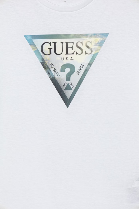 Chłopiec Guess t-shirt dziecięcy bawełniany L6GI25.K8HM4.PPY2.M biały