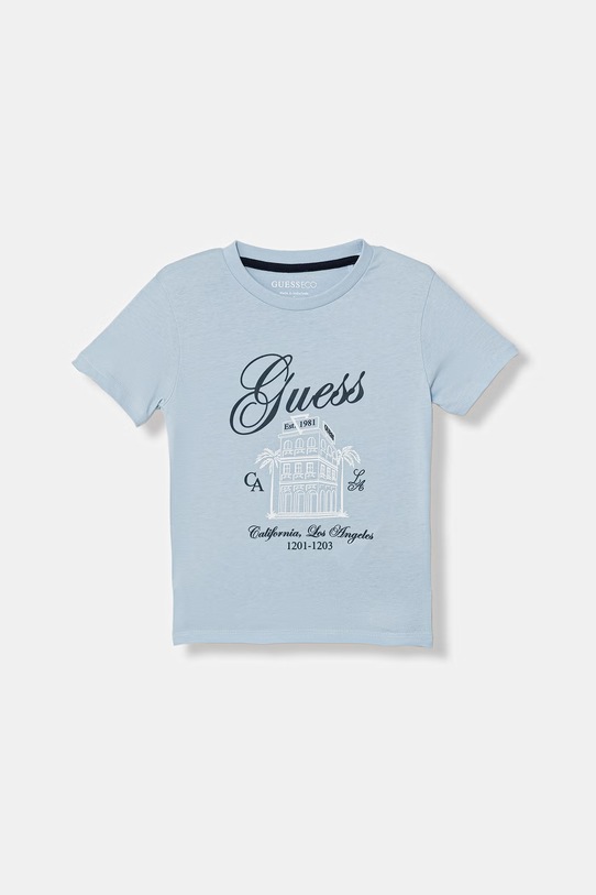 Guess t-shirt bawełniany dziecięcy nadruk niebieski N6GI00.K8HM4.PPY2.M