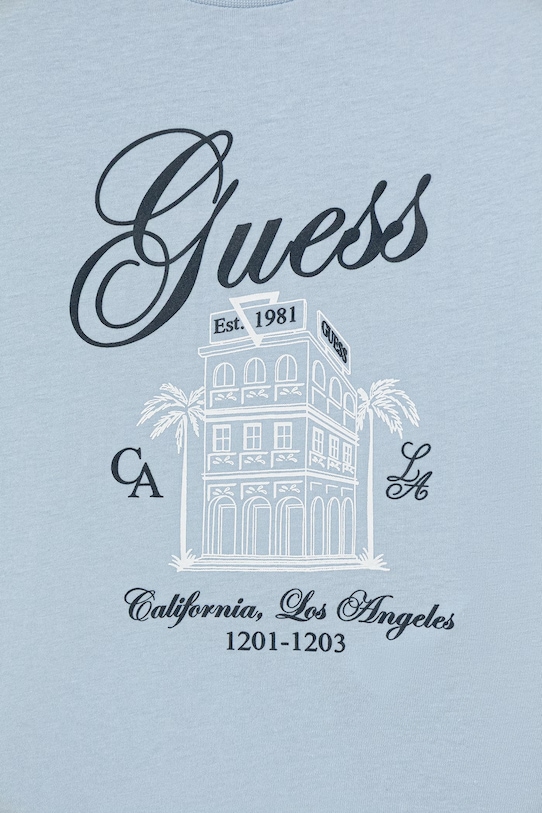 Chłopiec Guess t-shirt bawełniany dziecięcy N6GI00.K8HM4.PPY2.M niebieski
