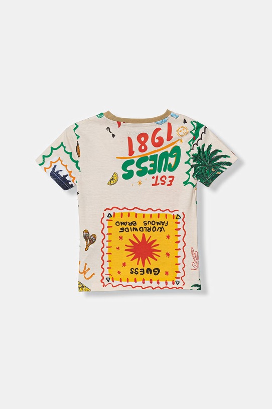 Guess t-shirt bawełniany dziecięcy N6GI02.K8HM4.PPY2.M beżowy SS26