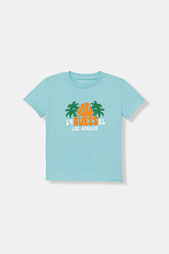 Guess t-shirt dziecięcy bawełniany niebieski N6GI09.K8HM4.PPY2.M