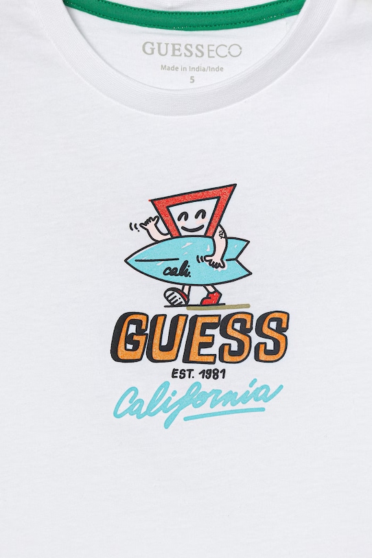 Chłopiec Guess t-shirt dziecięcy bawełniany N6GI12.K8HM4.PPY2.M biały