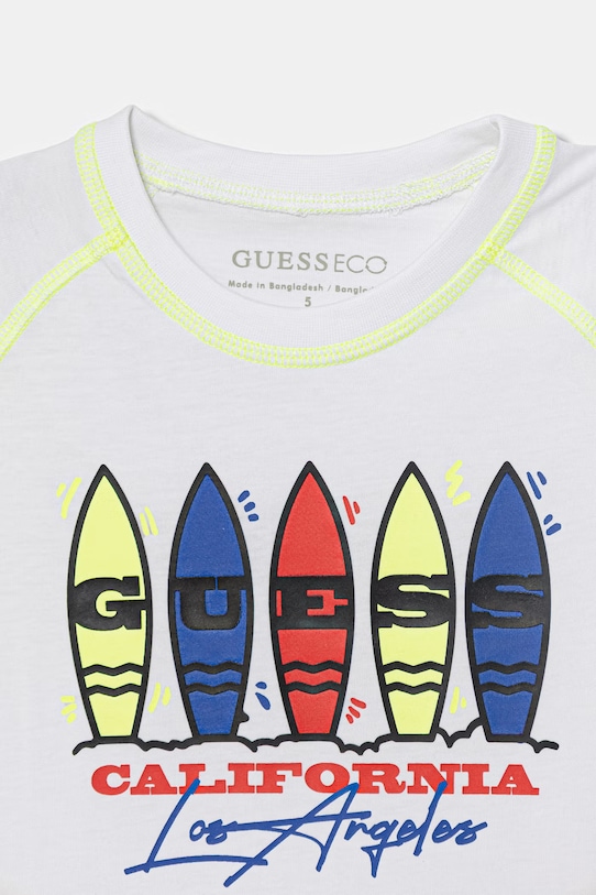 Chłopiec Guess t-shirt dziecięcy bawełniany N6GI19.K8HM4.PPY2.M biały