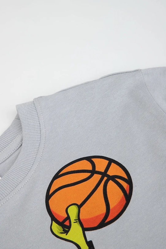 Момче Детска памучна тениска Coccodrillo WC6143209VBA сив