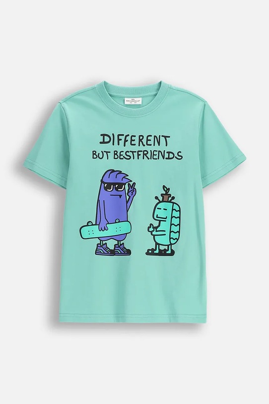 Детска памучна тениска Coccodrillo памук зелен WC6143210VBA