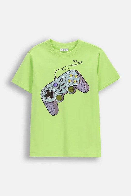 Детска памучна тениска Coccodrillo памук зелен WC6143225VBA