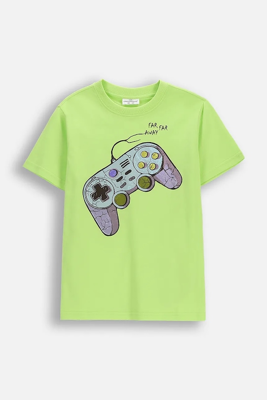 Детска памучна тениска Coccodrillo памук зелен WC6143225VBA