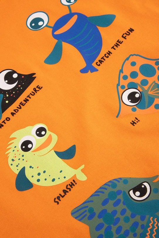 Детска памучна тениска Coccodrillo оранжев WC6143202FBK