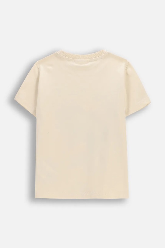 Dječja pamučna majica kratkih rukava Coccodrillo WC6143204FBK bež SS26