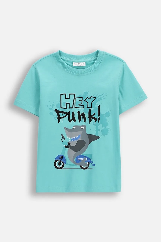 Детска памучна тениска Coccodrillo памук тюркоазен WC6143203RBK