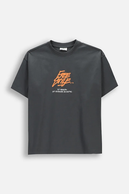 Детска памучна тениска Coccodrillo памук сив WC6143202RBJ