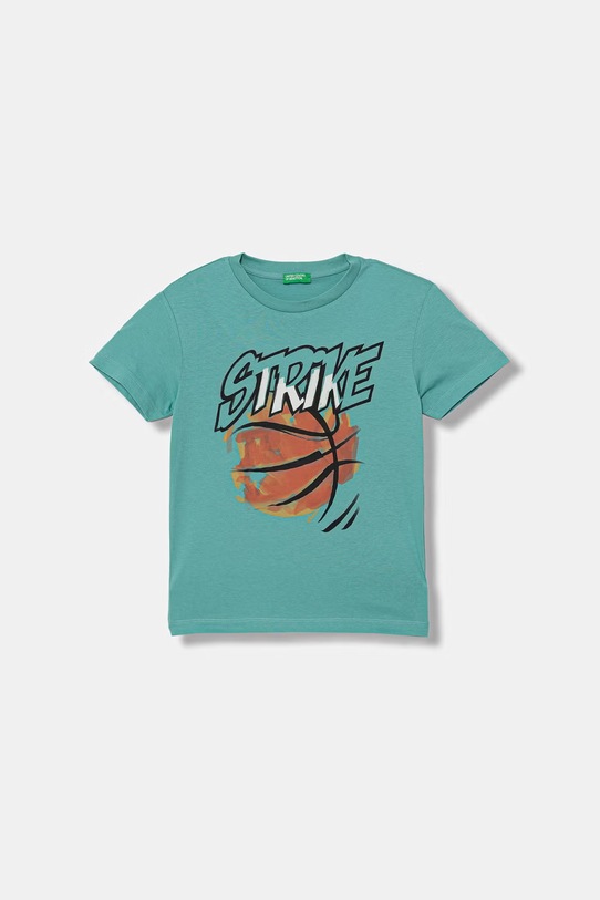 United Colors of Benetton T-shirt dziecięcy bawełniany turkusowy 3I1XC10SJ.G.Stagionale