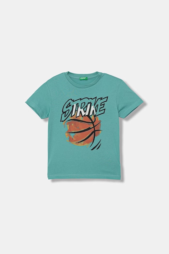 United Colors of Benetton T-shirt dziecięcy bawełniany turkusowy 3I1XC10SJ.G.Stagionale