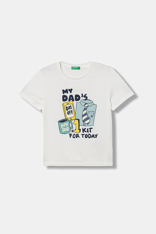 United Colors of Benetton t-shirt dziecięcy bawełniany biały 3I1XG10MA.P.Stagionale
