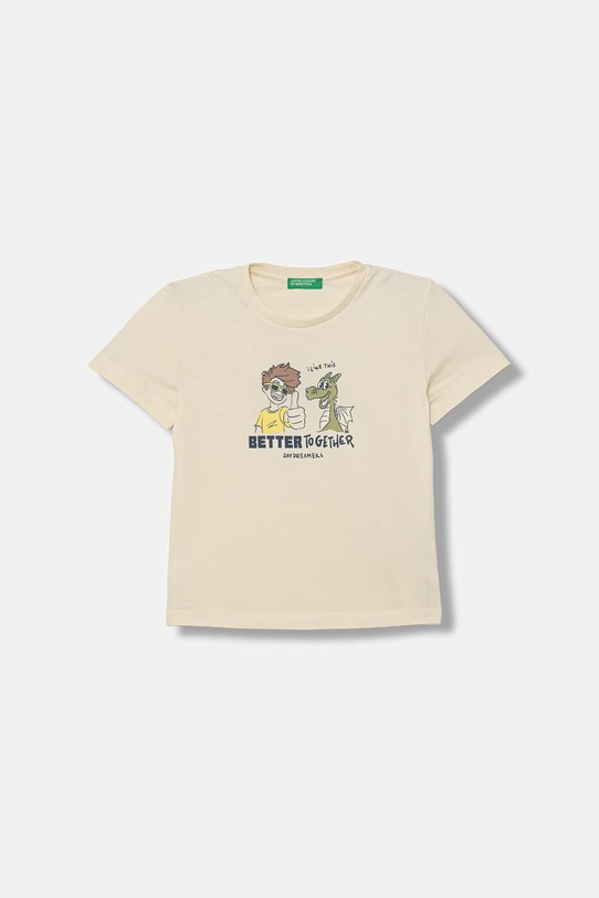 United Colors of Benetton T-shirt per bambini in cotone beige 3I1XG10MA.P.Stagionale