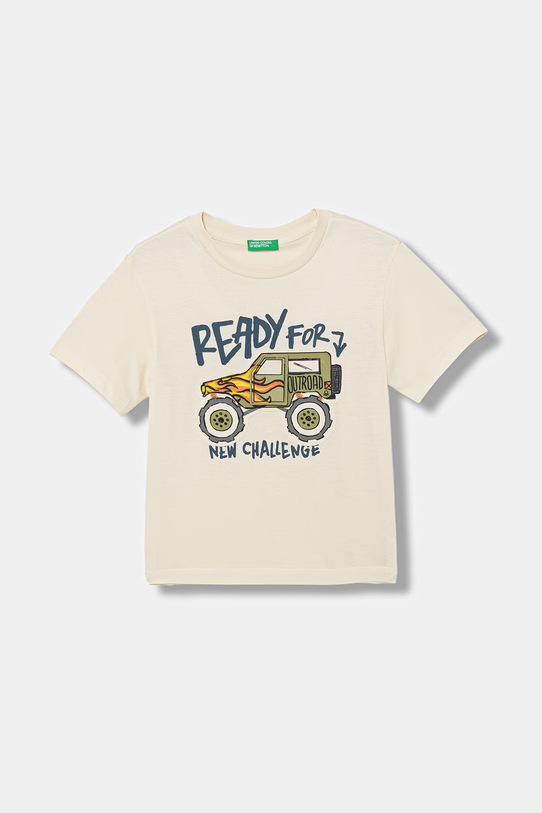 United Colors of Benetton t-shirt dziecięcy bawełniany beżowy 3I1XG10MF.P.Stagionale